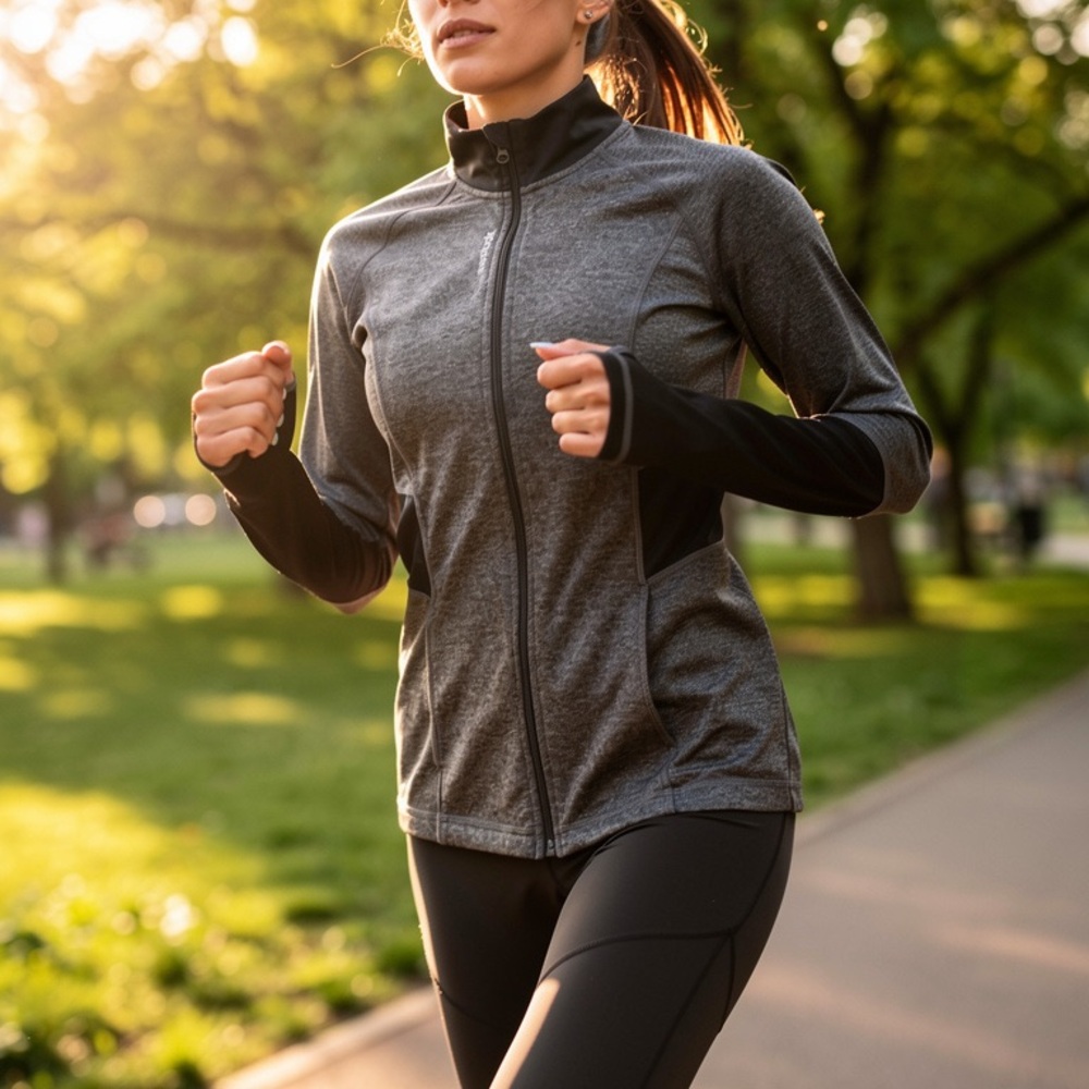 Reebok Charcoal and Black Running Jacket